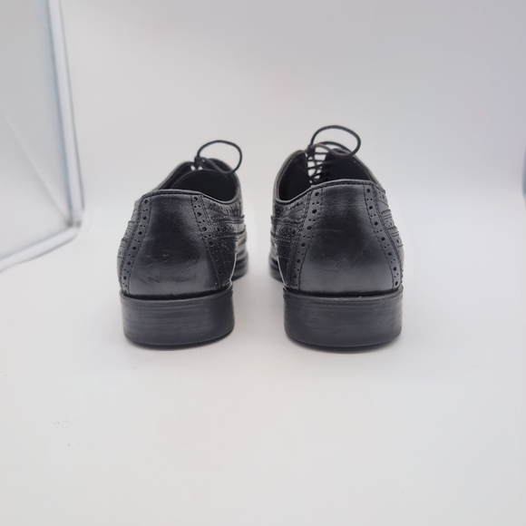 Johnston And Murphy Sz 9.5 Black Sheepskin Leather Duvall Oxford Wingtip Shoes main image 6